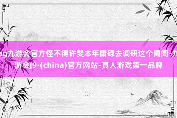 ag九游会官方怪不得许斐本年庸碌去调研这个阛阓-九游会J9·(china)官方网站-真人游戏第一品牌